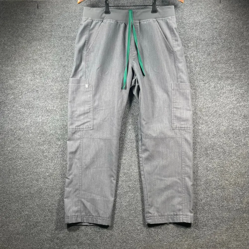 Figs Axim Cargo Scrub Pants Men's M/S Gray Drawstring Stretch Medical Nursing